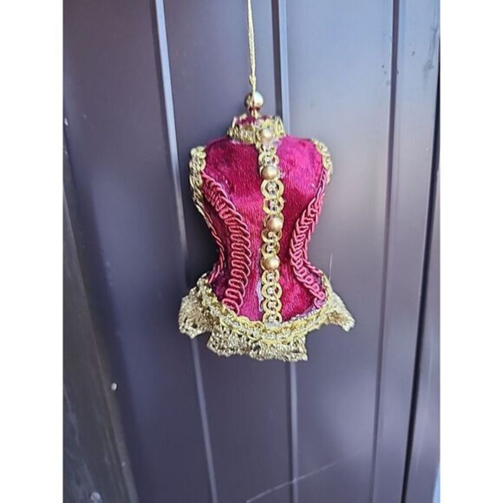 Vintage Victoria Burgundy Velvet Bust Christmas Ornament 4"